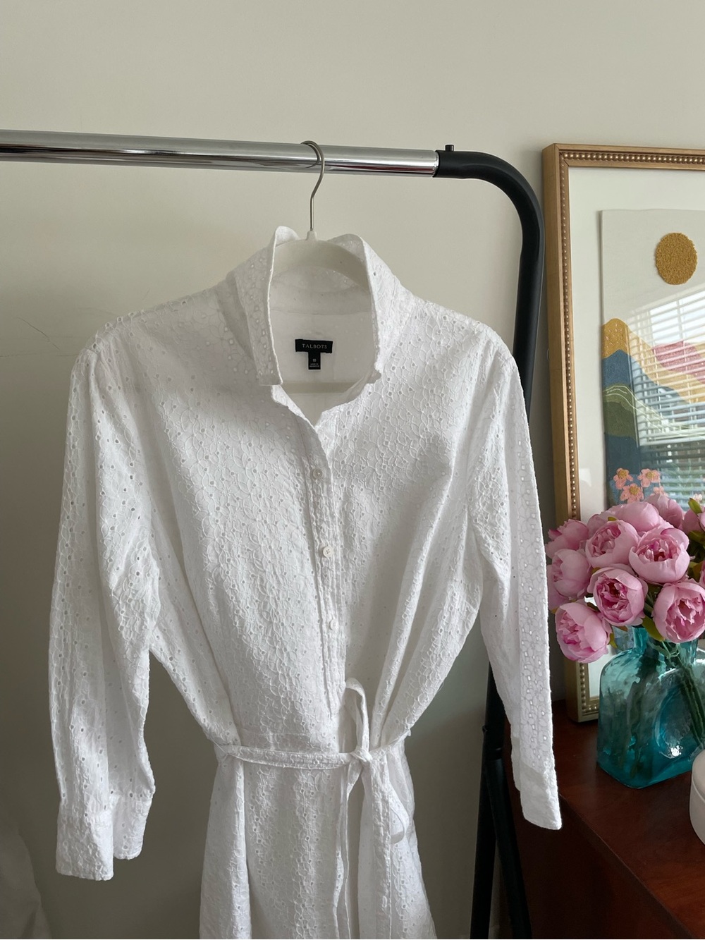Talbots White Eyelet Button-Front Blouse